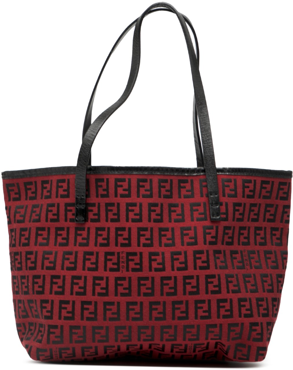 Fendi Zucchino Canvas Roll Tote Rood