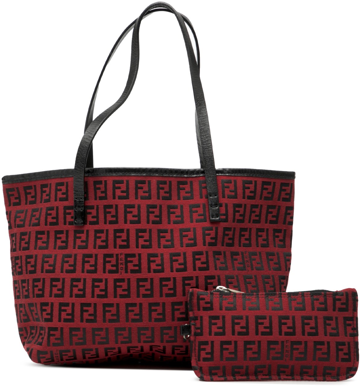 Fendi Zucchino Canvas Roll Tote Rood