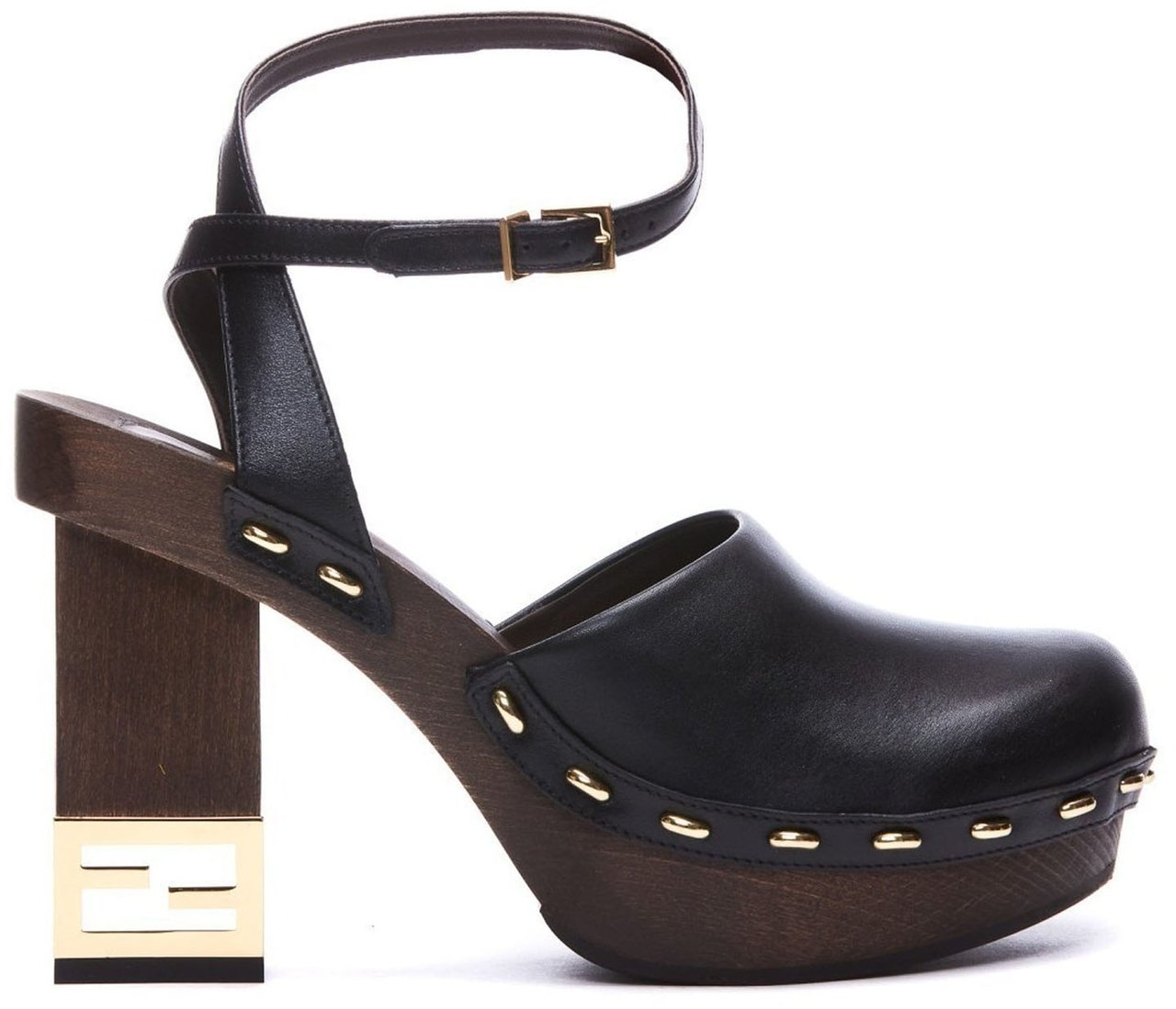 Fendi Fendi Decorative Heel Leather Pumps Zwart