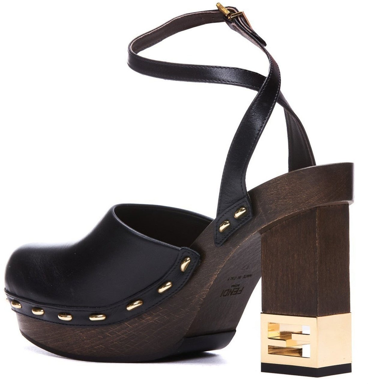 Fendi Fendi Decorative Heel Leather Pumps Zwart