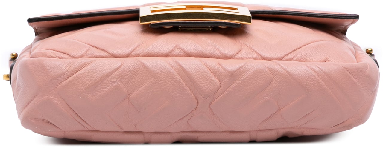 Fendi Mini Zucca Embossed Leather Baguette Satchel Roze