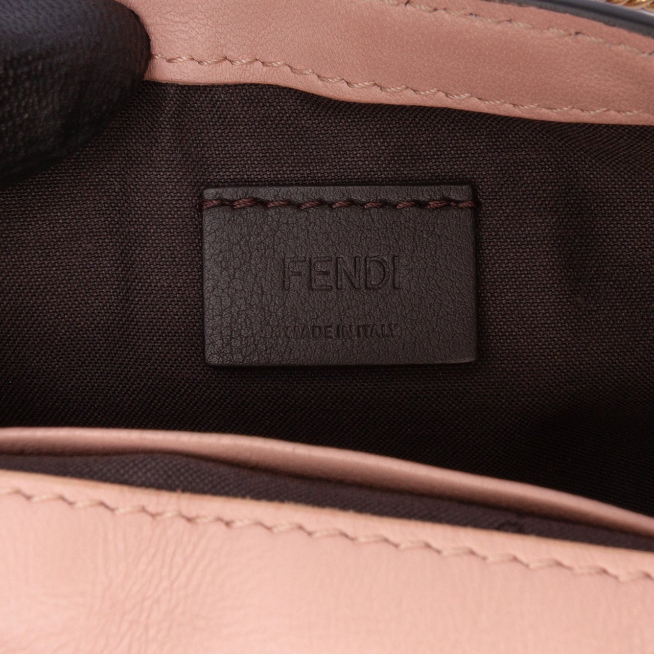 Fendi Mini Zucca Embossed Leather Baguette Satchel Roze