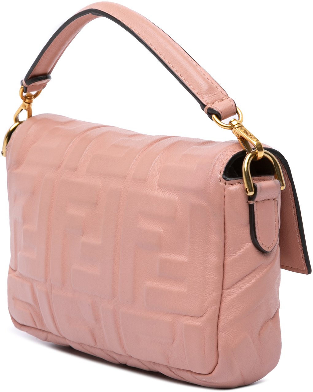 Fendi Mini Zucca Embossed Leather Baguette Satchel Roze