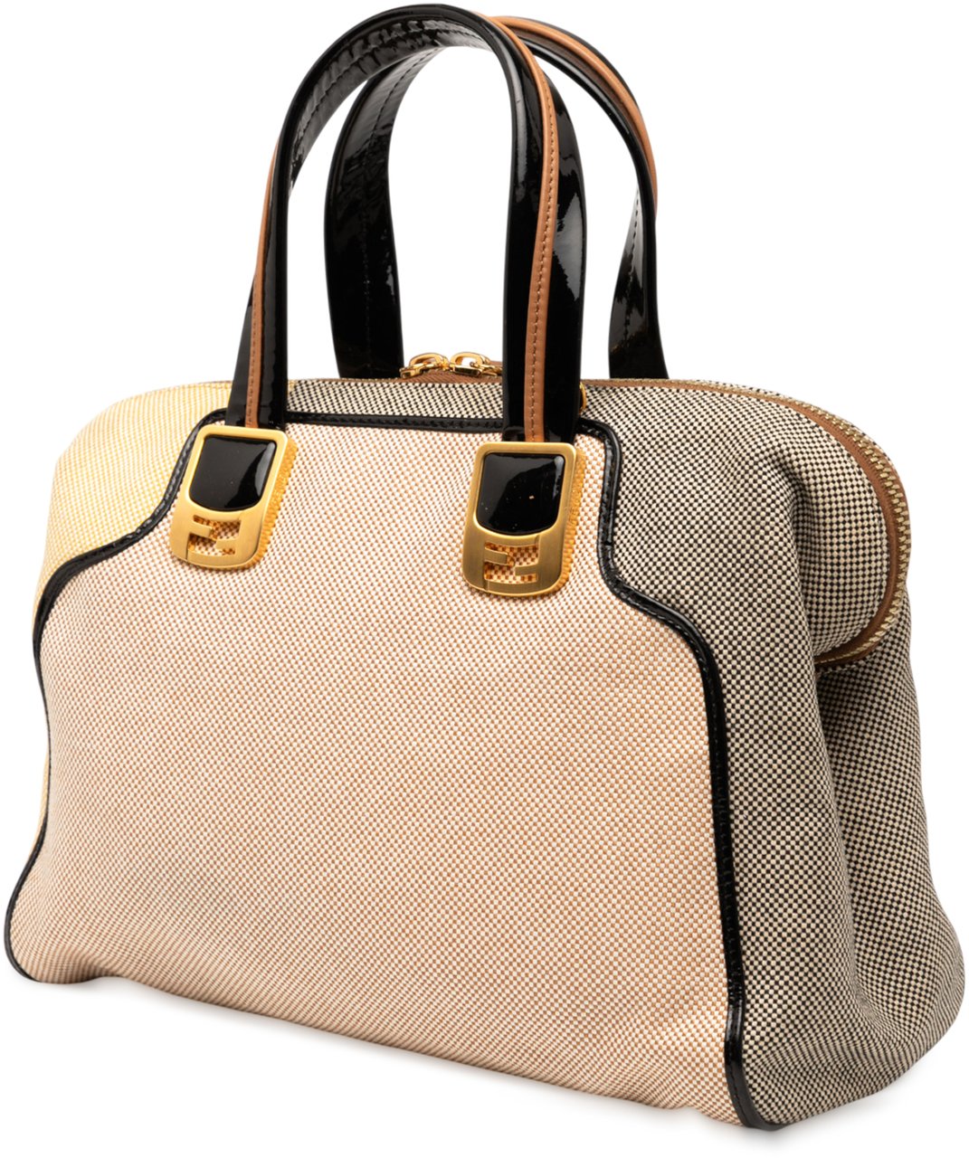 Fendi Small Canvas Colorblock Chameleon Satchel Bruin