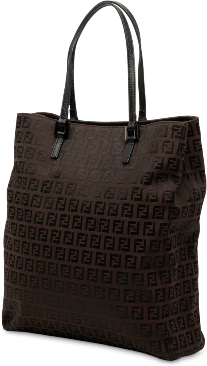 Fendi Zucchino Canvas Tote Bruin