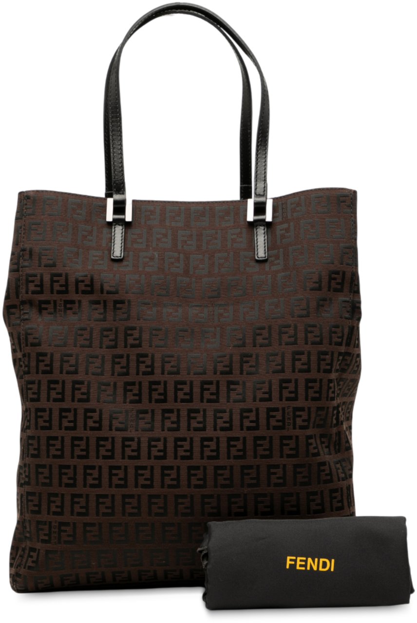 Fendi Zucchino Canvas Tote Bruin