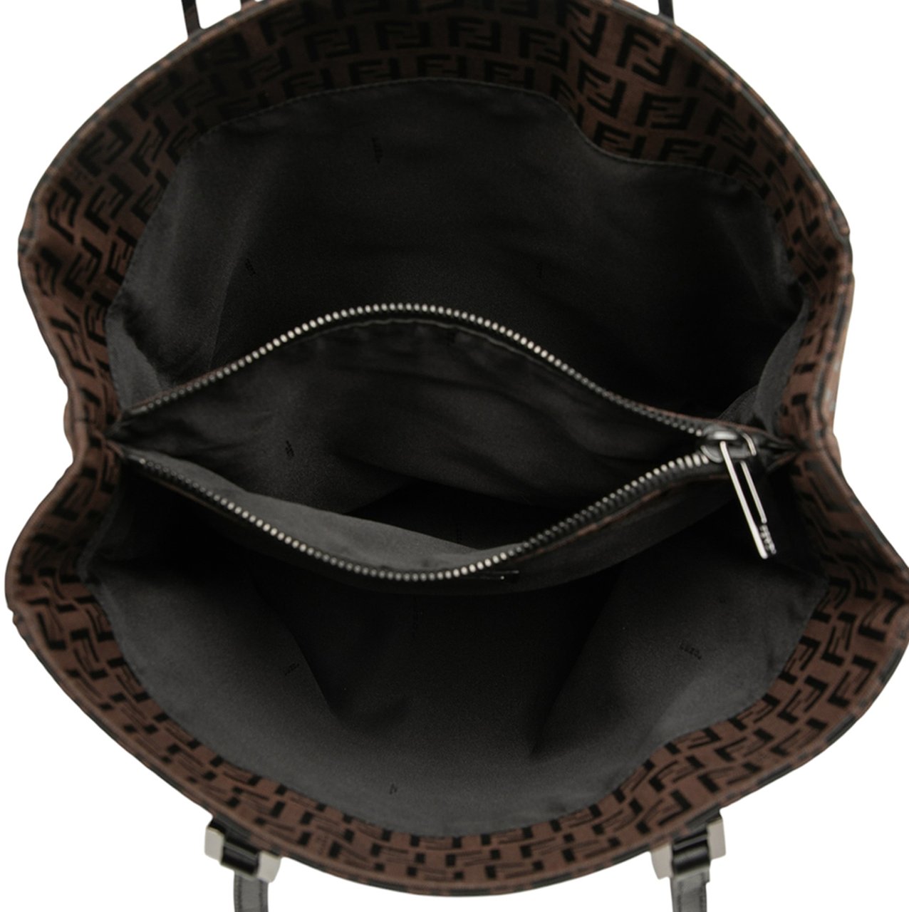 Fendi Zucchino Canvas Tote Bruin