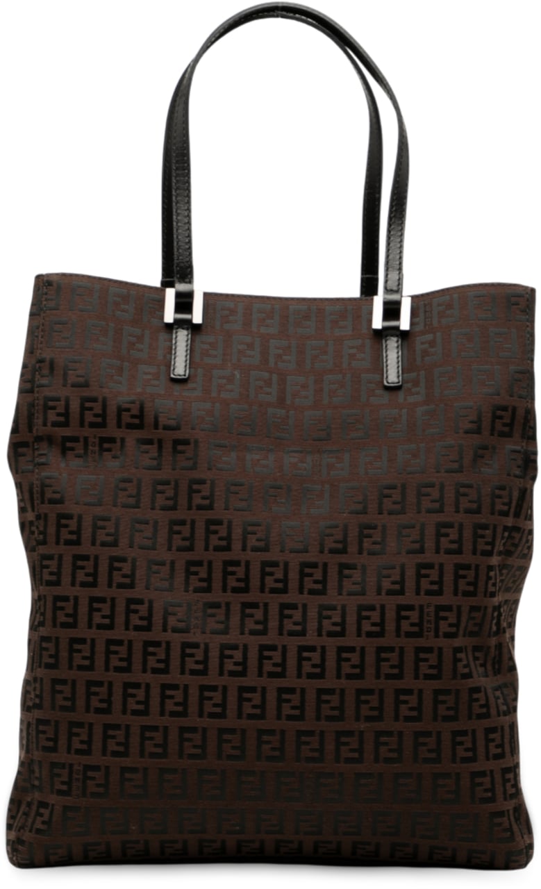 Fendi Zucchino Canvas Tote Bruin
