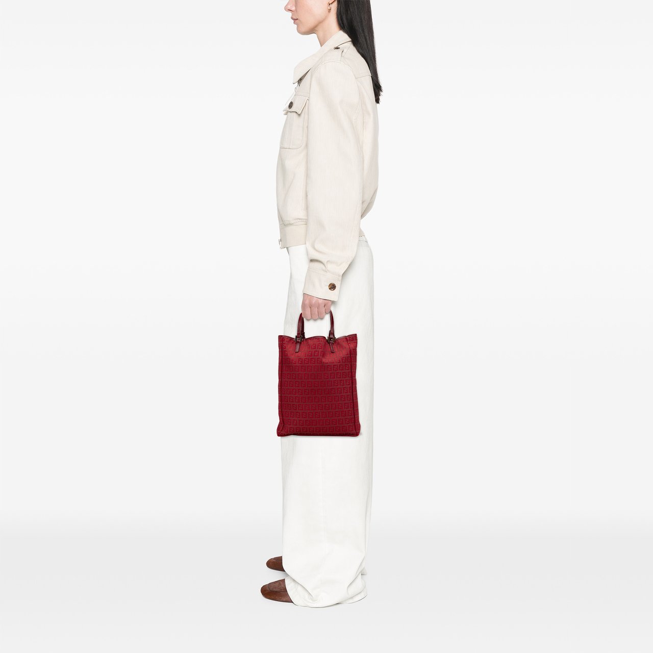 Fendi Zucchino Canvas Tote Rood