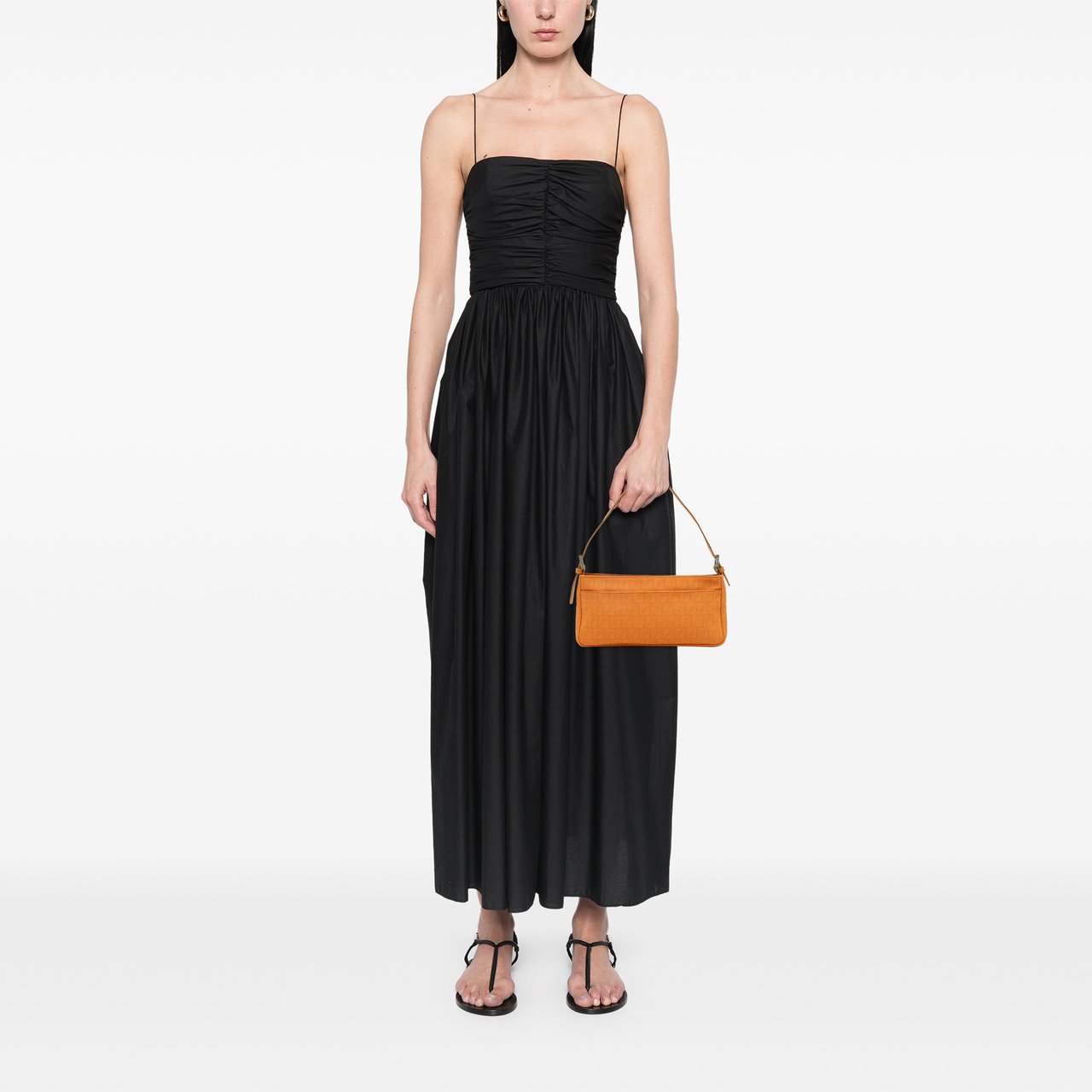 Fendi Zucchino Canvas Pochette Oranje