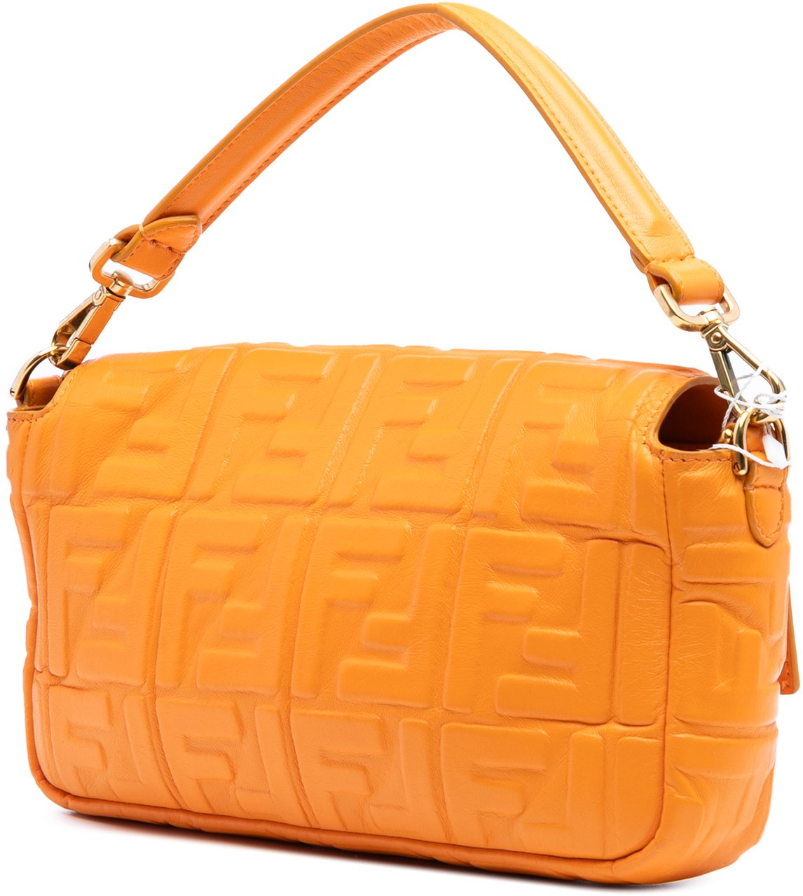 Fendi Zucca Embossed Leather Baguette Satchel Oranje