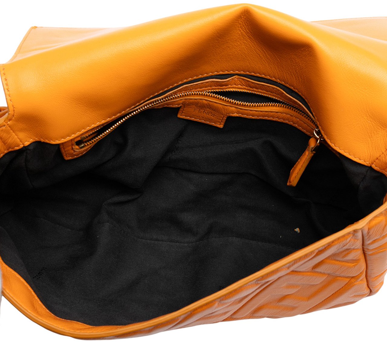 Fendi Zucca Embossed Leather Baguette Satchel Oranje