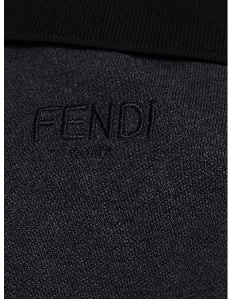 Fendi Black Cotton Polo Shirt Zwart