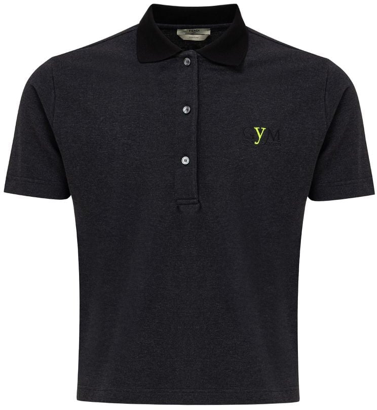 Fendi Black Cotton Polo Shirt Zwart