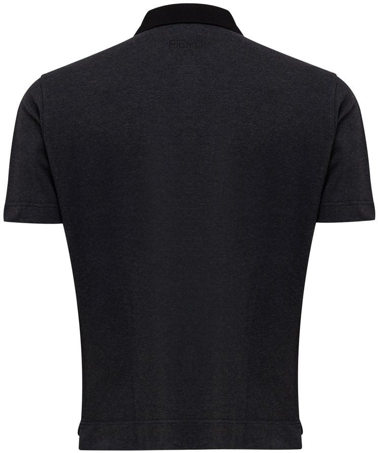 Fendi Black Cotton Polo Shirt Zwart