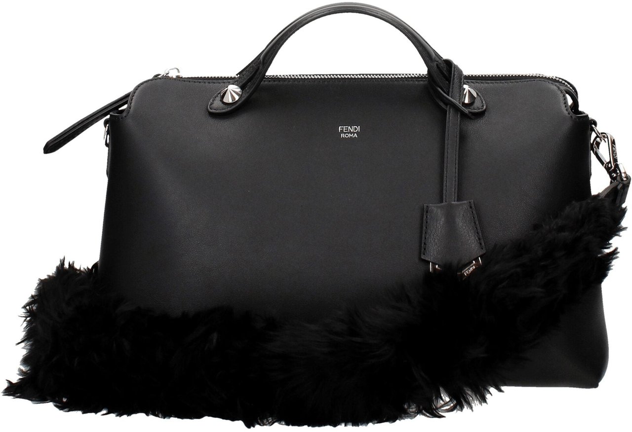 Fendi Black Leather Shoulder Bag Zwart