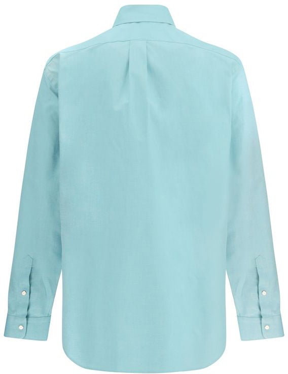 Fendi Blue Cotton Dress Shirt Blauw