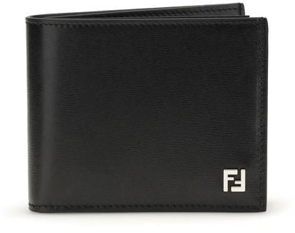 Fendi Fendi Black Calf Leather Bos Taurus Wallet Zwart