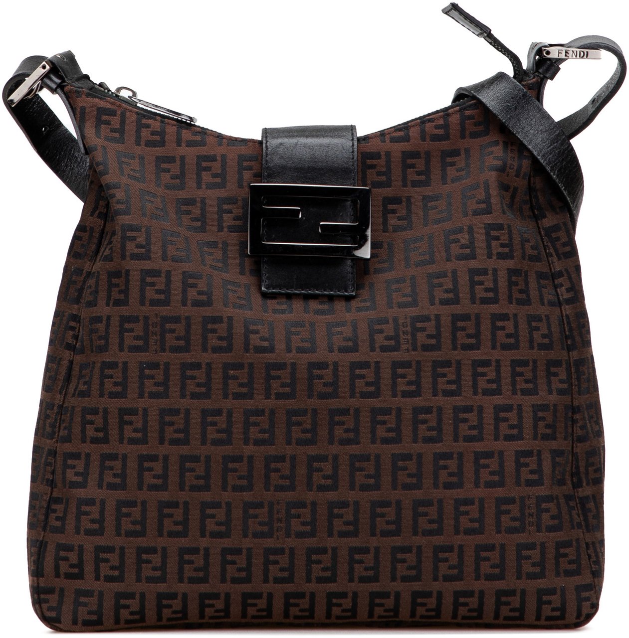 Fendi Zucchino Canvas Shoulder Bag Bruin
