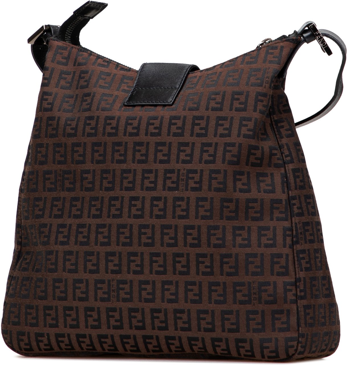Fendi Zucchino Canvas Shoulder Bag Bruin