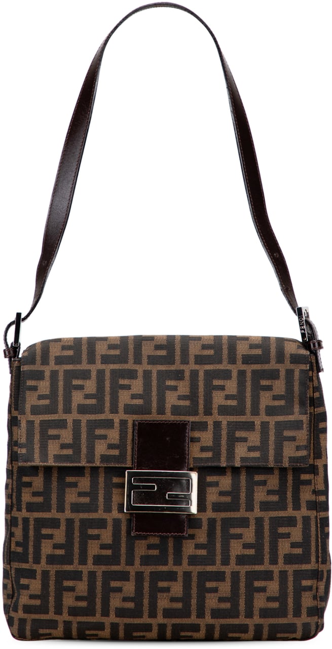 Fendi Zucca Canvas Shoulder Bag Bruin