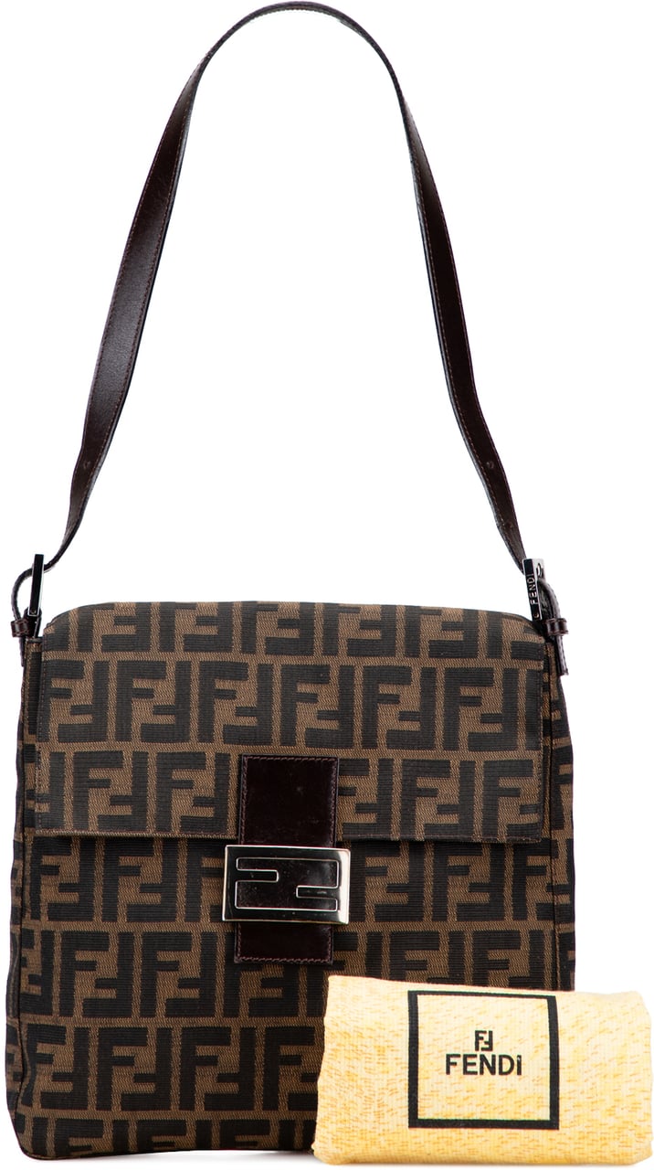 Fendi Zucca Canvas Shoulder Bag Bruin
