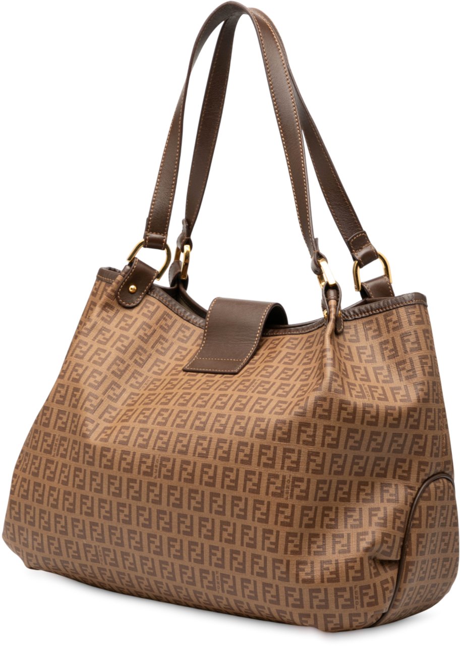 Fendi Zucchino Spalmati Chiusura Tote Bruin