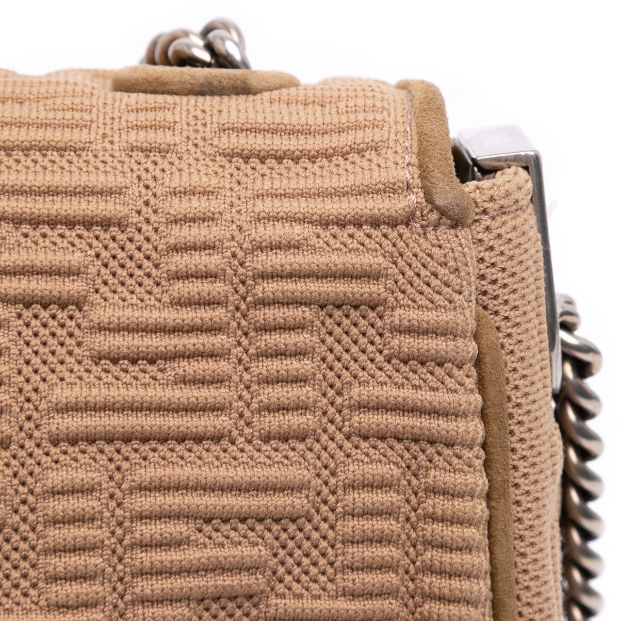 Fendi Zucca Canvas Chain Midi Baguette Bruin