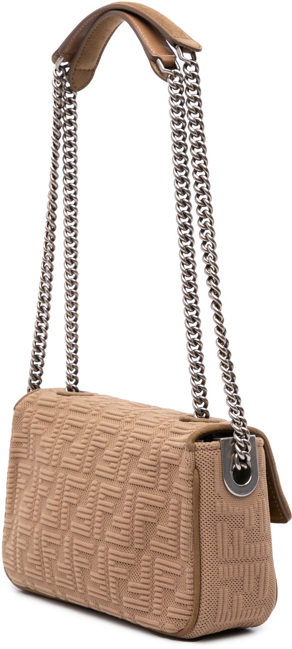 Fendi Zucca Canvas Chain Midi Baguette Bruin