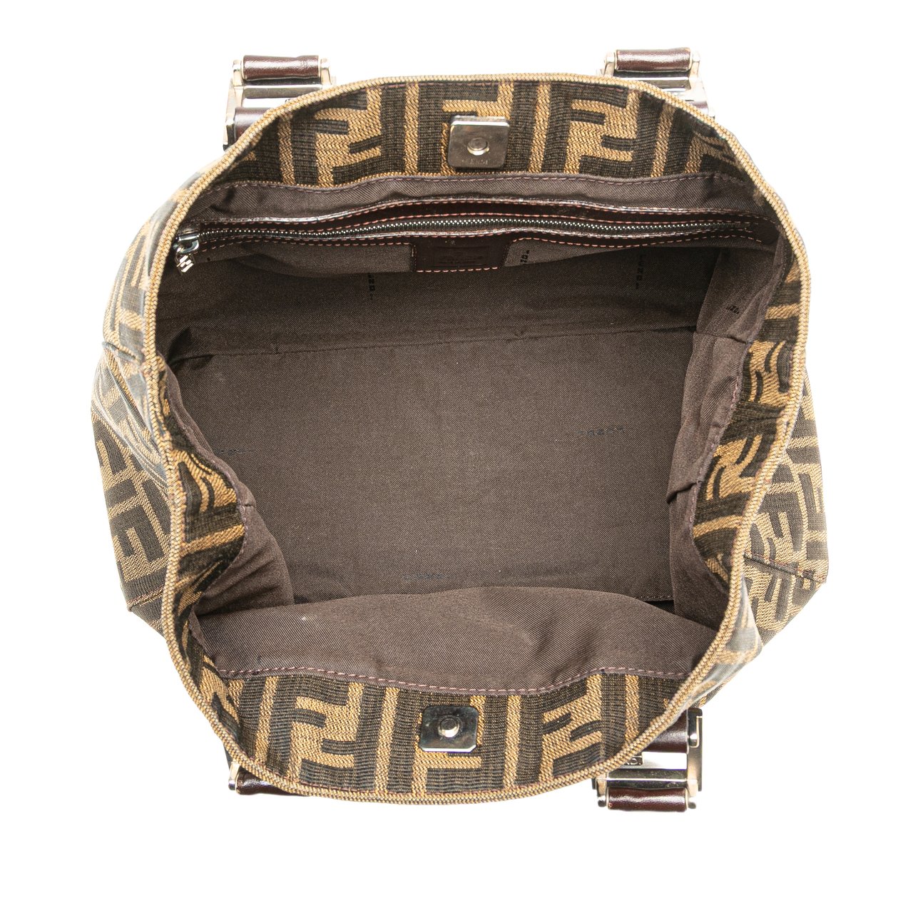 Fendi Small Zucca Canvas Twins Tote Bruin