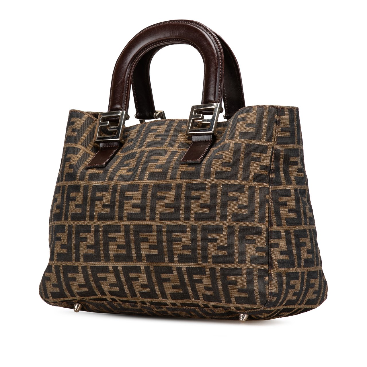 Fendi Small Zucca Canvas Twins Tote Bruin