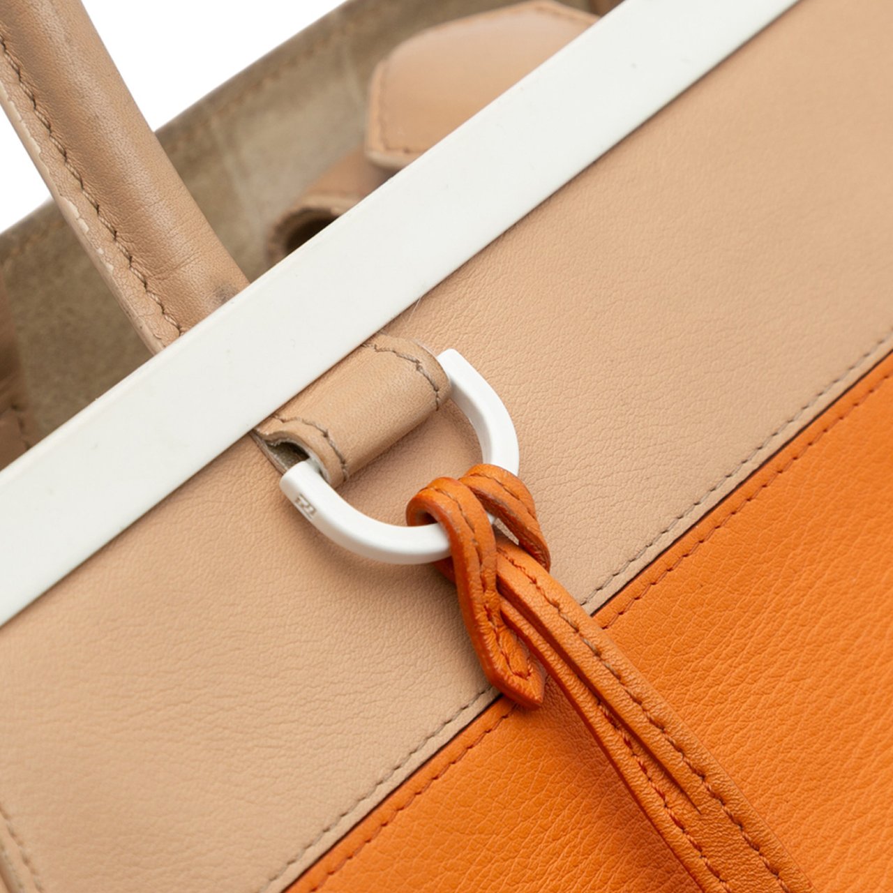 Fendi Medium Multicolor Calfskin Colorblock Regular 2Jours Tote Oranje