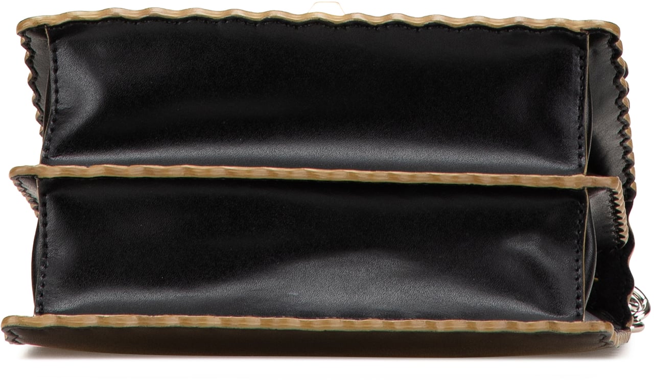 Fendi Small Scalloped Leather Kan I Crossbody Zwart