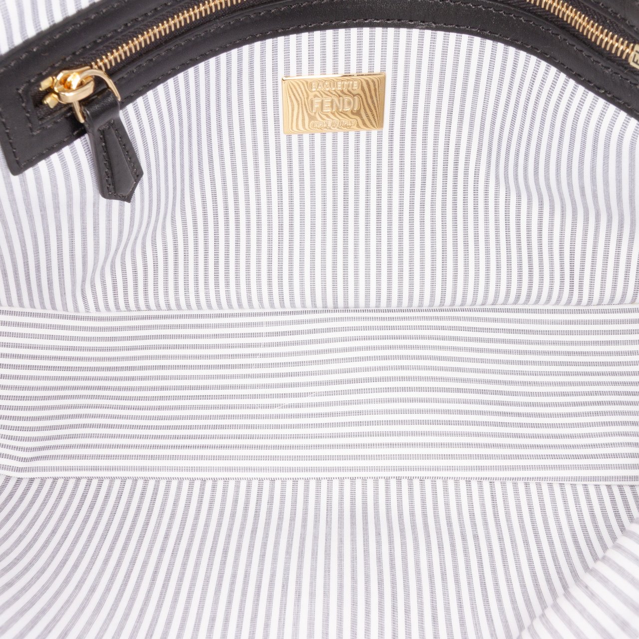 Fendi Medium Striped Canvas Baguette Satchel Wit