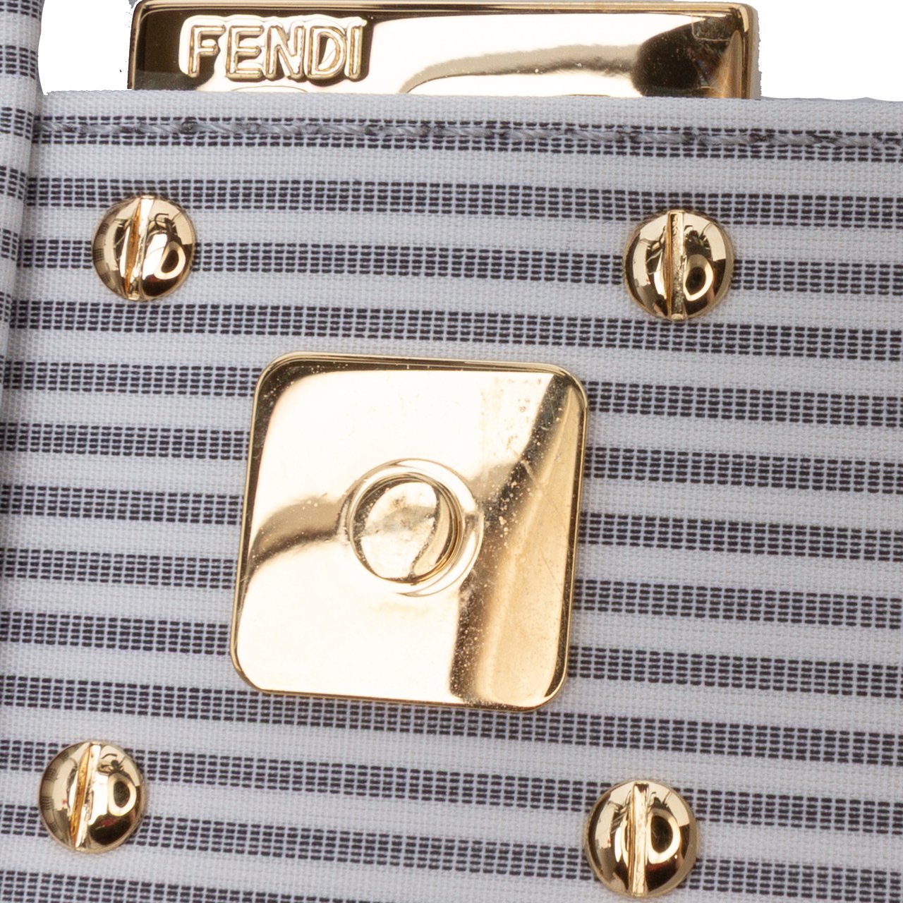 Fendi Medium Striped Canvas Baguette Satchel Wit
