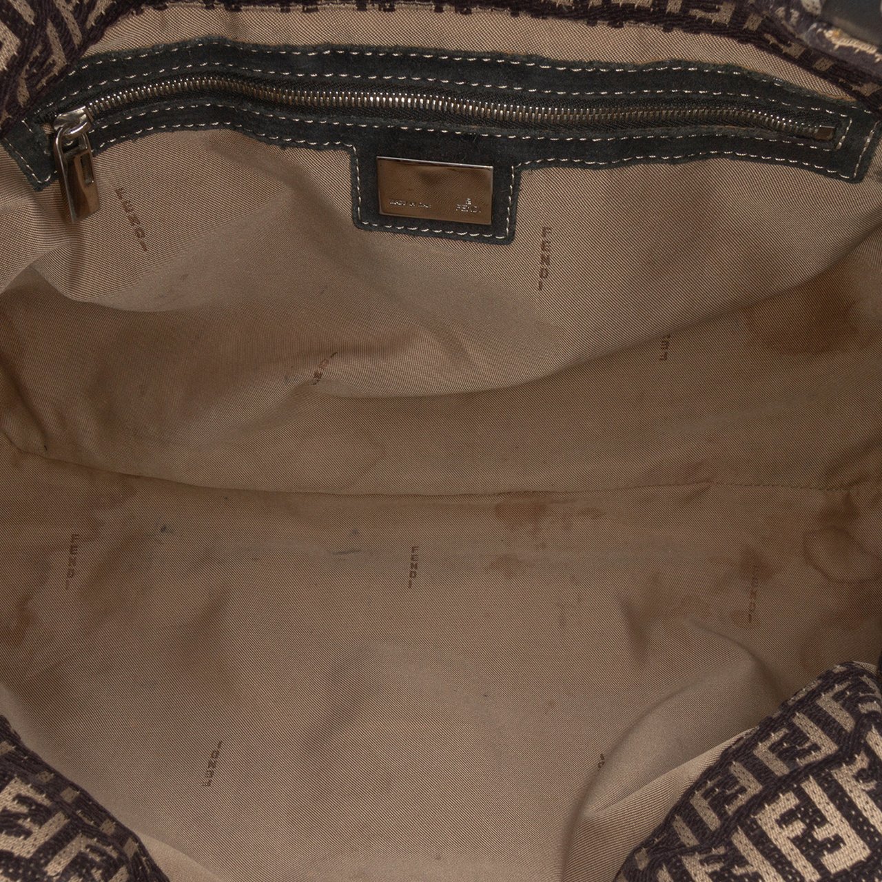 Fendi Zucchino Canvas Shoulder Bag Bruin