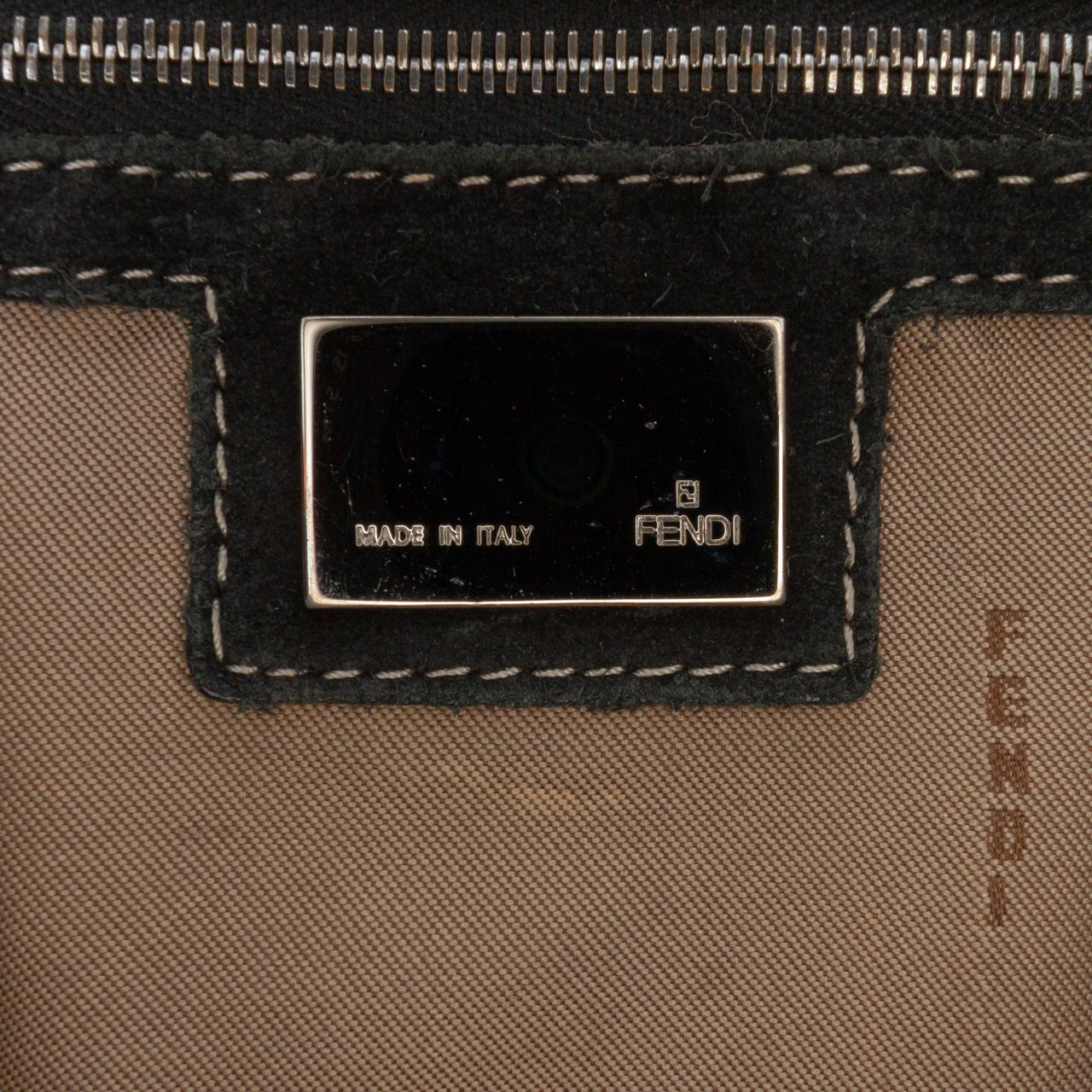 Fendi Zucchino Canvas Shoulder Bag Bruin