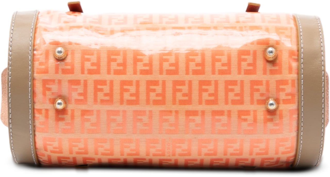 Fendi Zucchino Coated Canvas Barrel Handbag Oranje