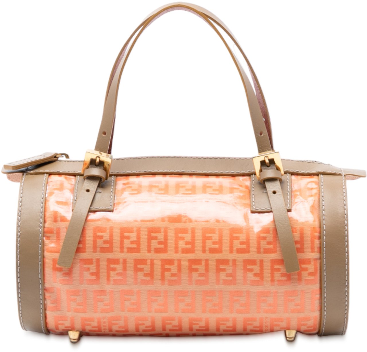 Fendi Zucchino Coated Canvas Barrel Handbag Oranje