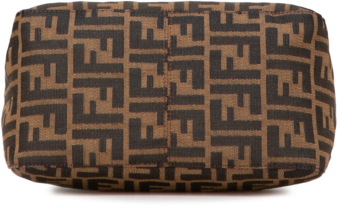 Fendi Zucca Canvas Double Flap Shoulder Bag Bruin