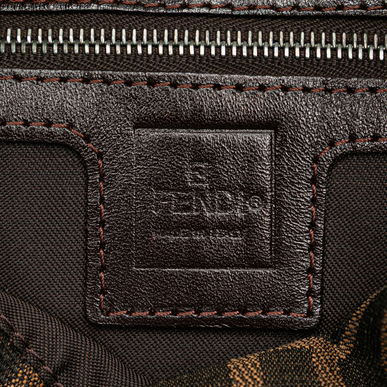 Fendi Zucca Canvas Double Flap Shoulder Bag Bruin