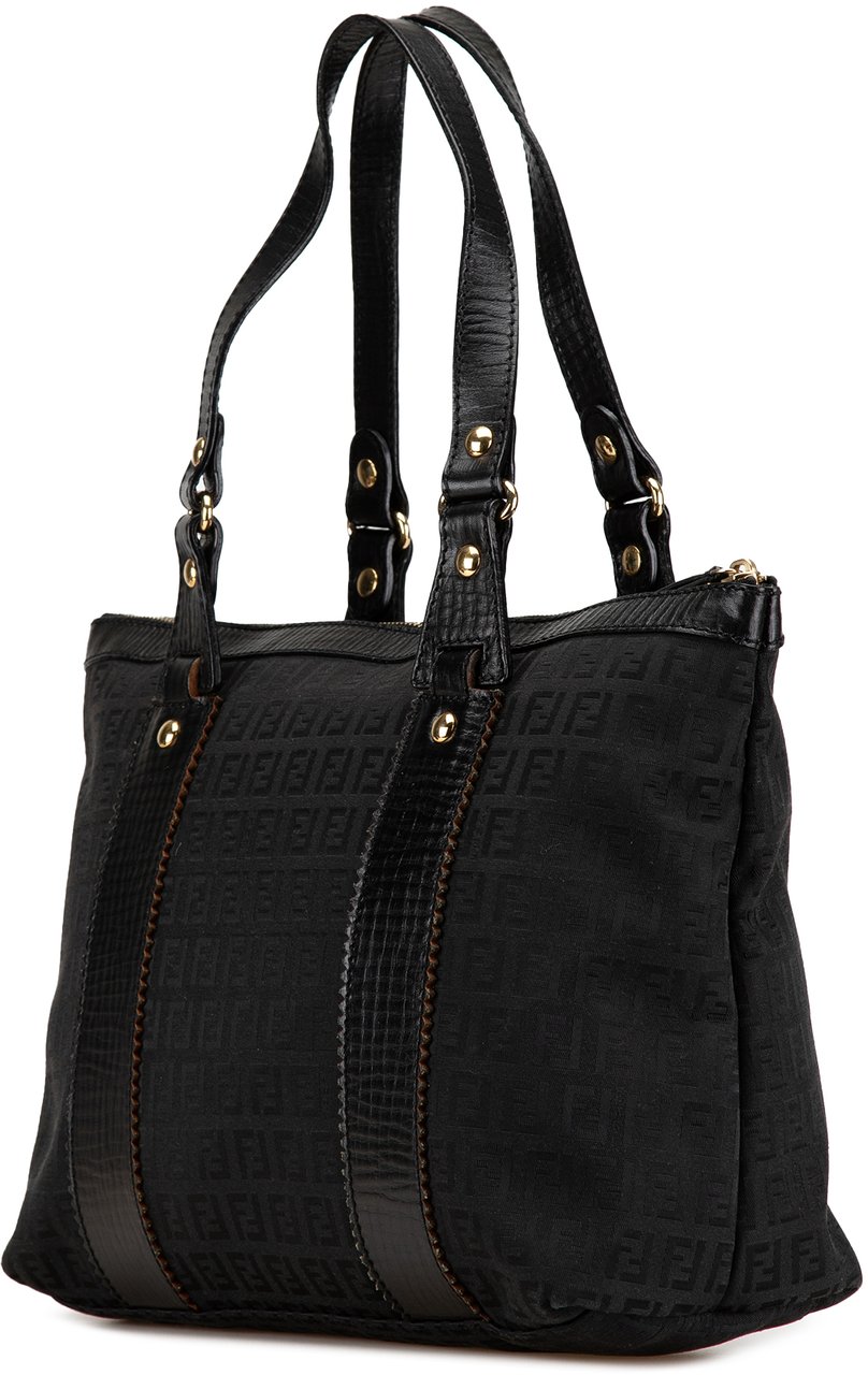 Fendi Zucchino Canvas Handbag Zwart
