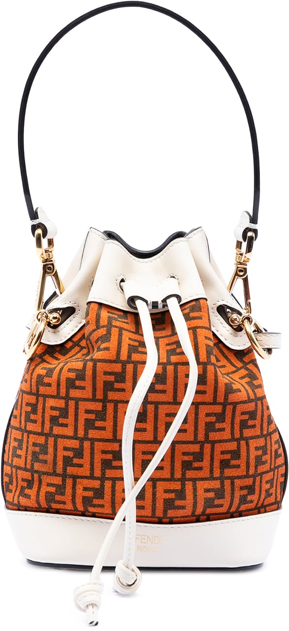 Fendi Mini Zucca Suede Mon Tresor Bucket Bag Oranje
