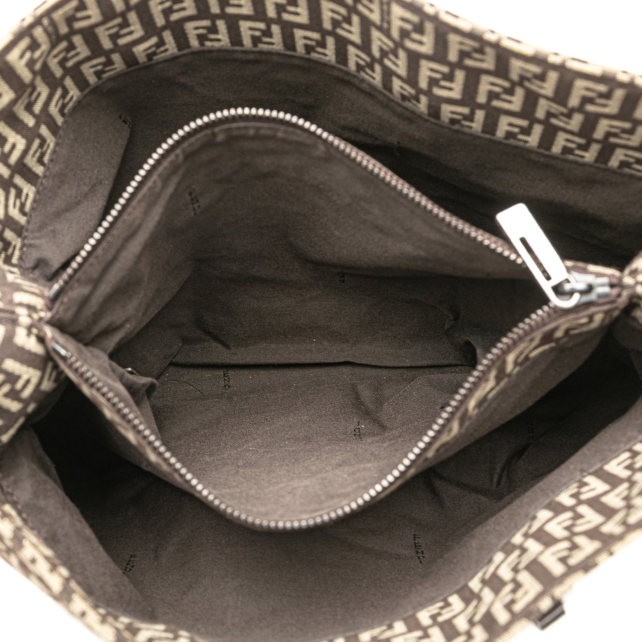 Fendi Zucchino Canvas Tote Bruin