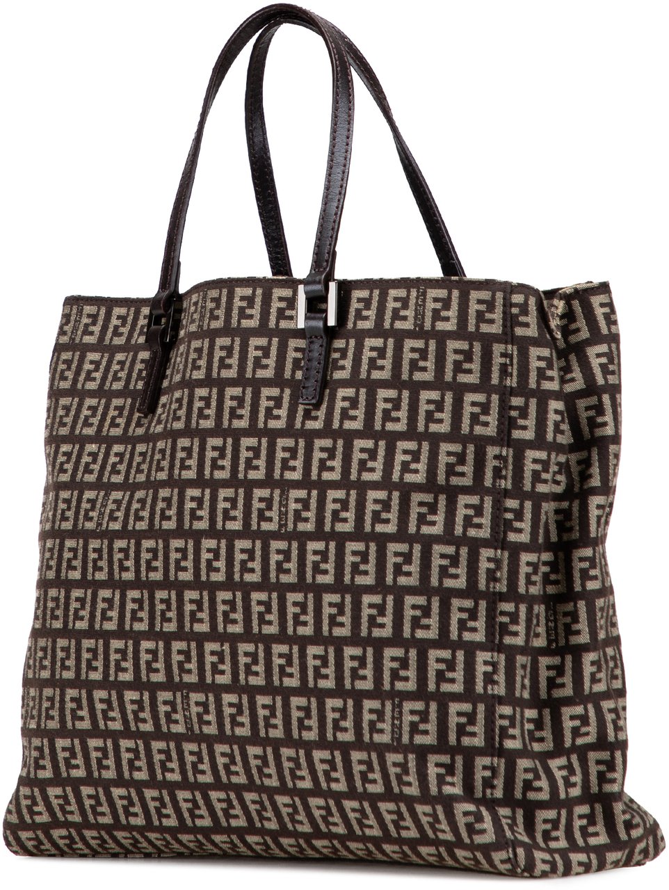 Fendi Zucchino Canvas Tote Bruin