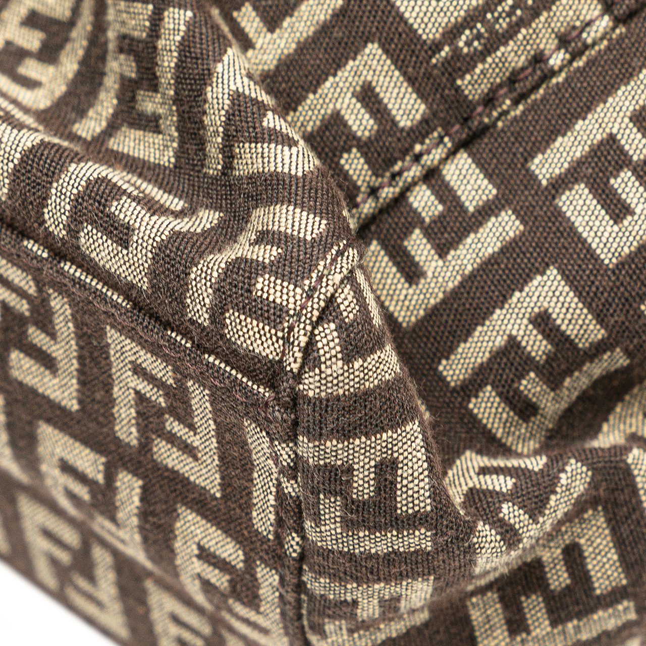 Fendi Zucchino Canvas Tote Bruin