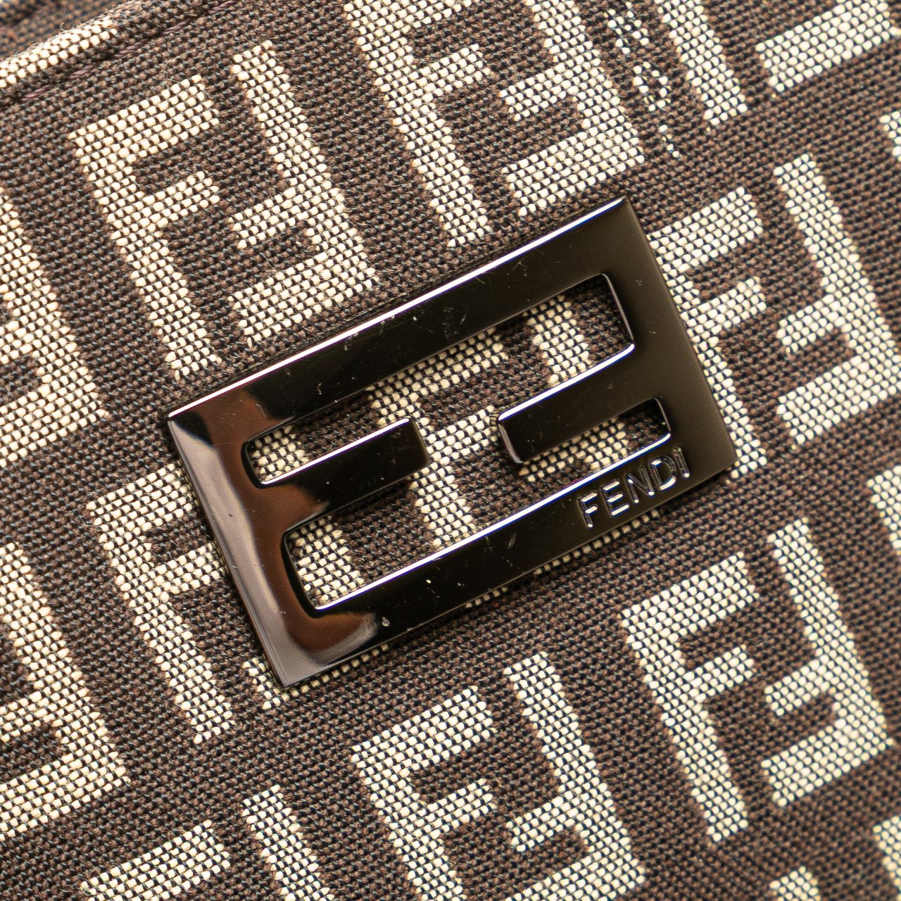 Fendi Zucchino Canvas Tote Bruin