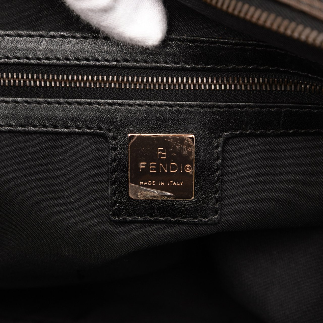 Fendi Zucchino Canvas Handbag Bruin
