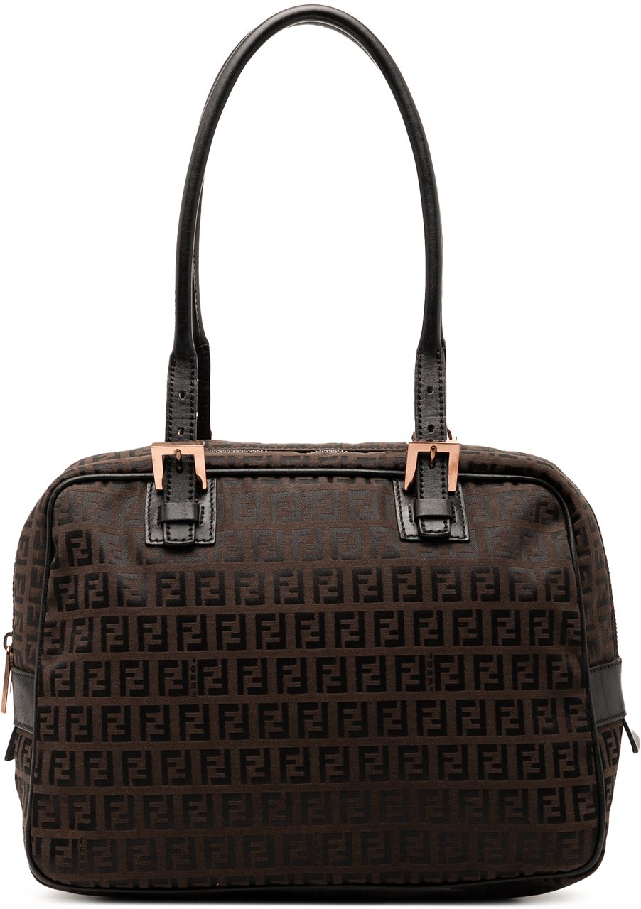 Fendi Zucchino Canvas Handbag Bruin