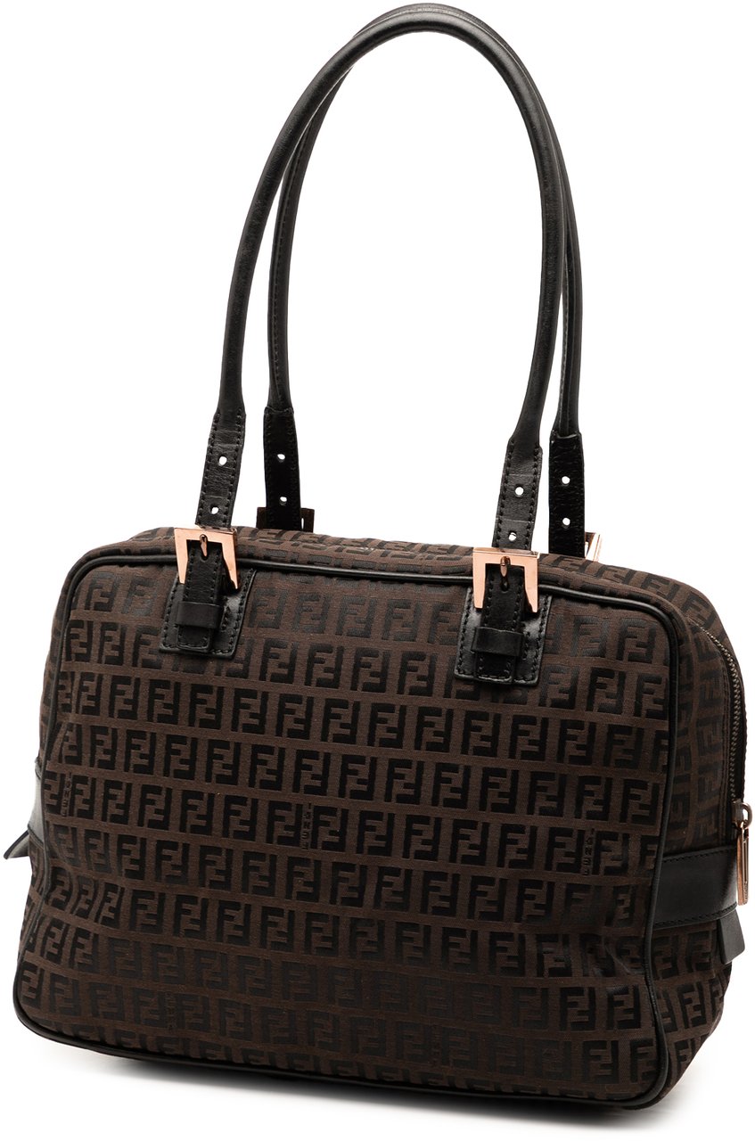 Fendi Zucchino Canvas Handbag Bruin